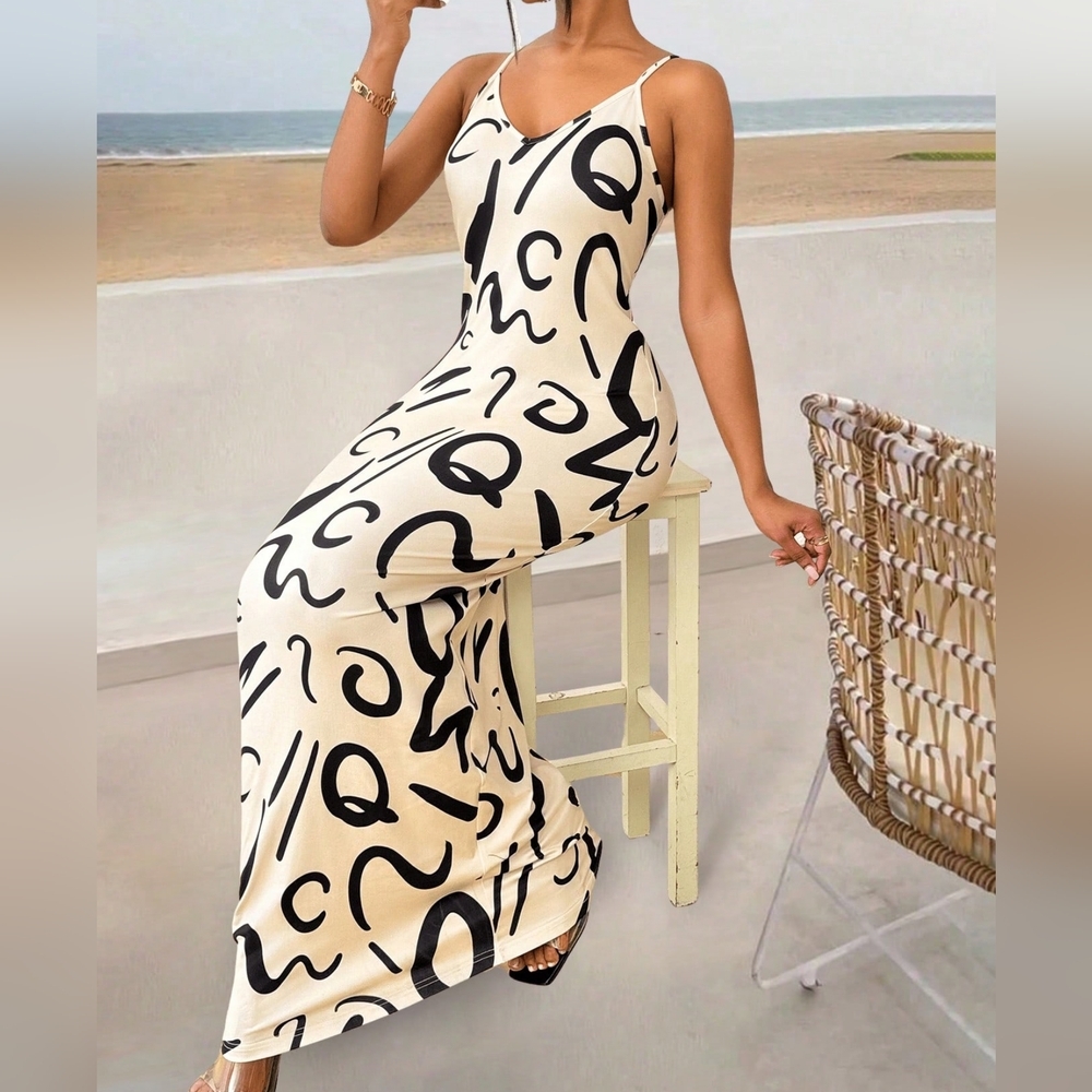 Summer Striped Print Halter Maxi Dress For Women - Picture 8 of 9